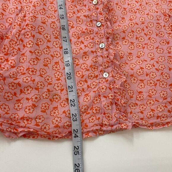 Banjanan Blouse Scattered Flowers Lightweight ruffles Women's Small Pink - Picture 13 of 14